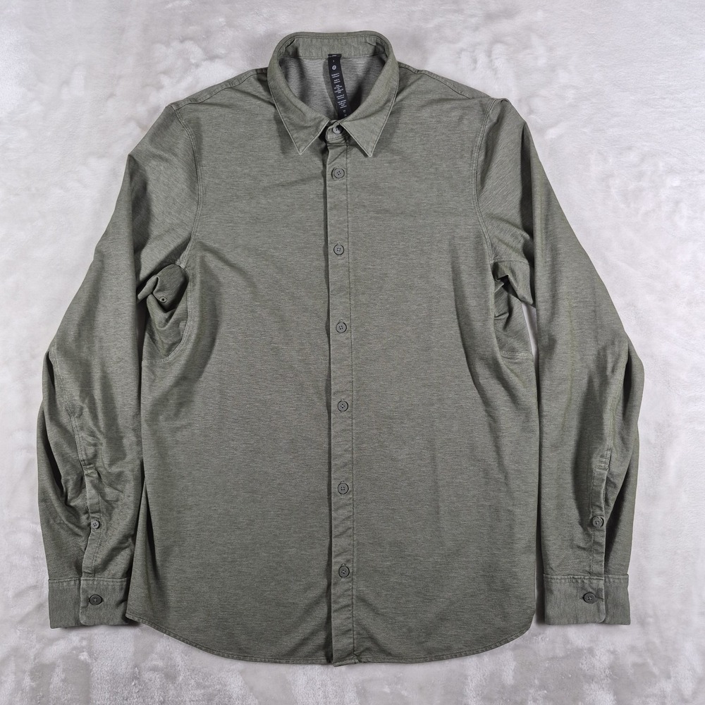 Lululemon Commission Button Up Shirt Men's Small Green Stretch Comfort LM3DJOS‎